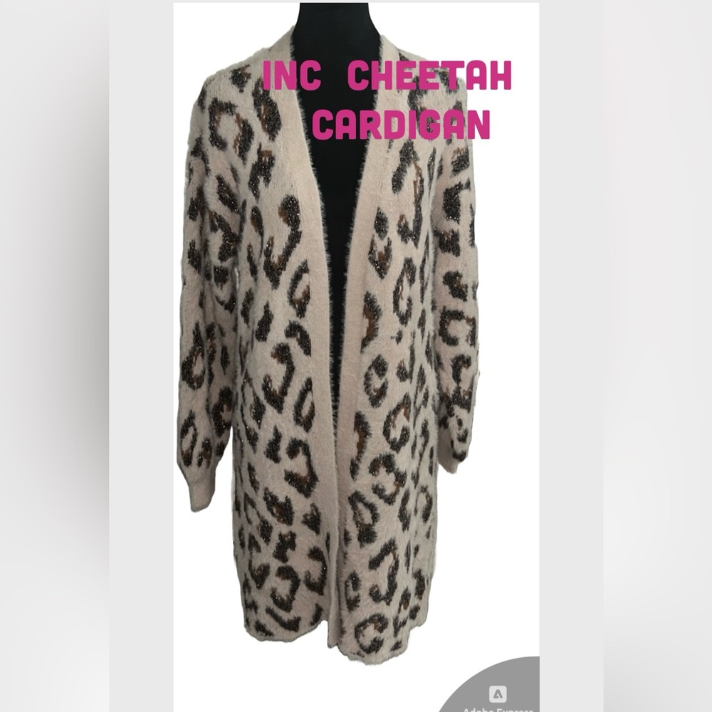 🩵🖤 I.N.C Women's S Natural Cheetah Open-Front
Cardigan🖤🩵